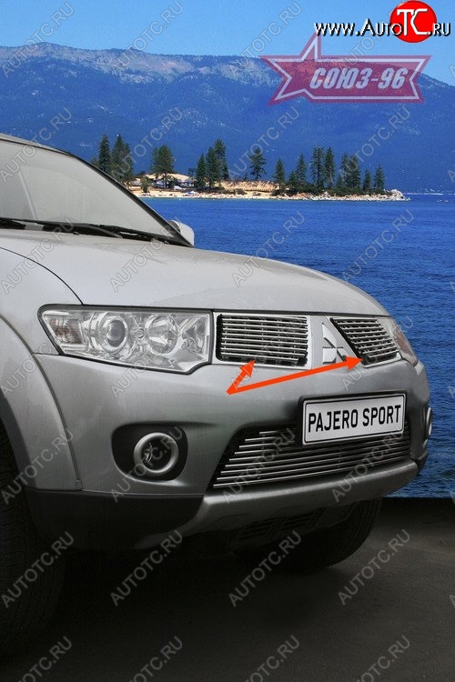 4 499 р. Декоративные элементы решетки радиатора Souz-96 (d10)  Mitsubishi Pajero Sport  2 PB (2008-2013)
