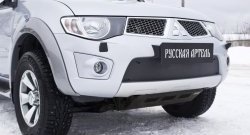 1 159 р. Зимняя заглушка решетки переднего бампера РА  Mitsubishi Pajero Sport  2 PB (2008-2013). Увеличить фотографию 3