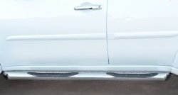 19 799 р. Защита порогов с пластиковыми вставками для ног из круглой трубы диаметром 76 мм (рестайлинг) Russtal  Mitsubishi Pajero Sport  2 PB (2008-2013) (Защита порогов с со скосами на торцах (вариант 1)). Увеличить фотографию 2