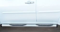 19 799 р. Защита порогов с пластиковыми вставками для ног из круглой трубы диаметром 76 мм (рестайлинг) Russtal  Mitsubishi Pajero Sport  2 PB (2008-2013) (Защита порогов с со скосами на торцах (вариант 1)). Увеличить фотографию 6