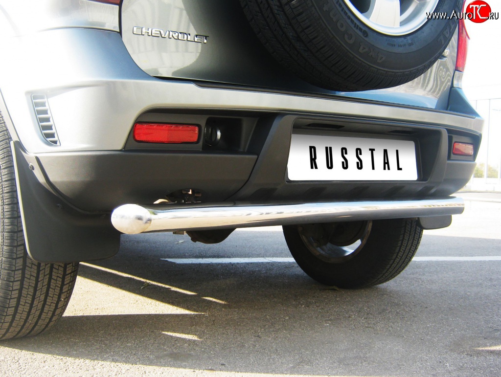 5 999 р. Защита заднего бампера (Ø63 мм, нержавейка, Bertone) Russtal Chevrolet Niva 2123 рестайлинг (2009-2020)