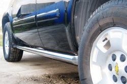 17 799 р. Защита порогов Russtal из круглой трубы диаметром 76 мм (дорестайлинг) Chevrolet Tahoe GMT900 5 дв. (2006-2013) (Защита порогов с со скосами на торцах (вариант 1)). Увеличить фотографию 1