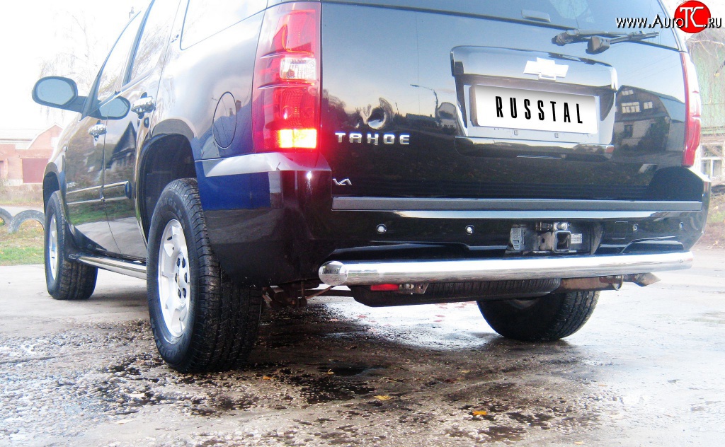 16 999 р. Защита заднего бампера (Ø76 мм, нержавейка) Russtal Chevrolet Tahoe GMT900 5 дв. (2006-2013)