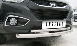 Защита переднего бампера (2 трубыØ63 и 42 мм, нержавейка) Russtal Hyundai IX35 1 LM дорестайлинг (2009-2013)