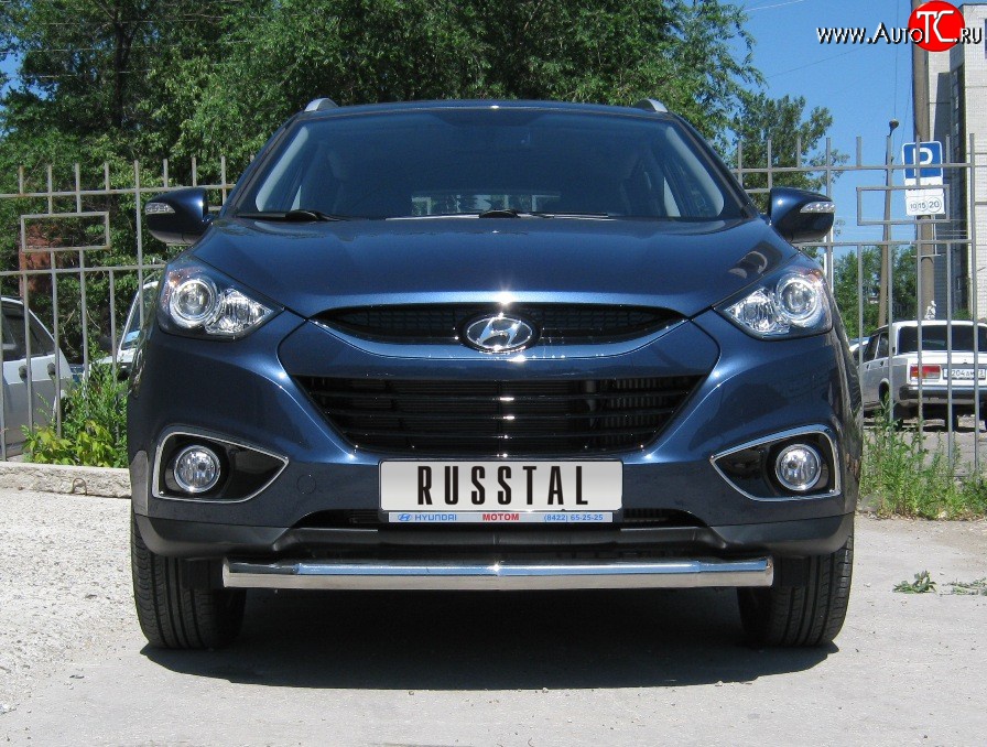 15 649 р. Одинарная защита переднего бампера Russtal диаметром 76 мм  Hyundai IX35  1 LM (2009-2018)