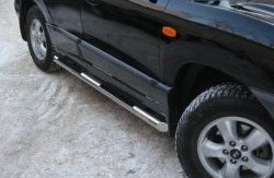 16 399 р. Защита порогов Russtal из трубы d76 мм с пластиковыми вставками для ног  Hyundai Santa Fe  1 (2000-2012) (Защита порогов с со скосами на торцах (вариант 1)). Увеличить фотографию 1