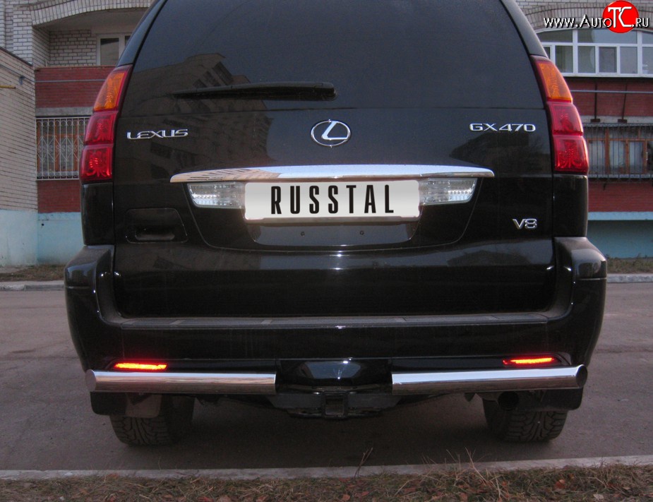 15 549 р. Защита заднего бампера (Ø70 мм, нержавейка) Russtal Lexus GX 470 J120 дорестайлинг (2002-2007)