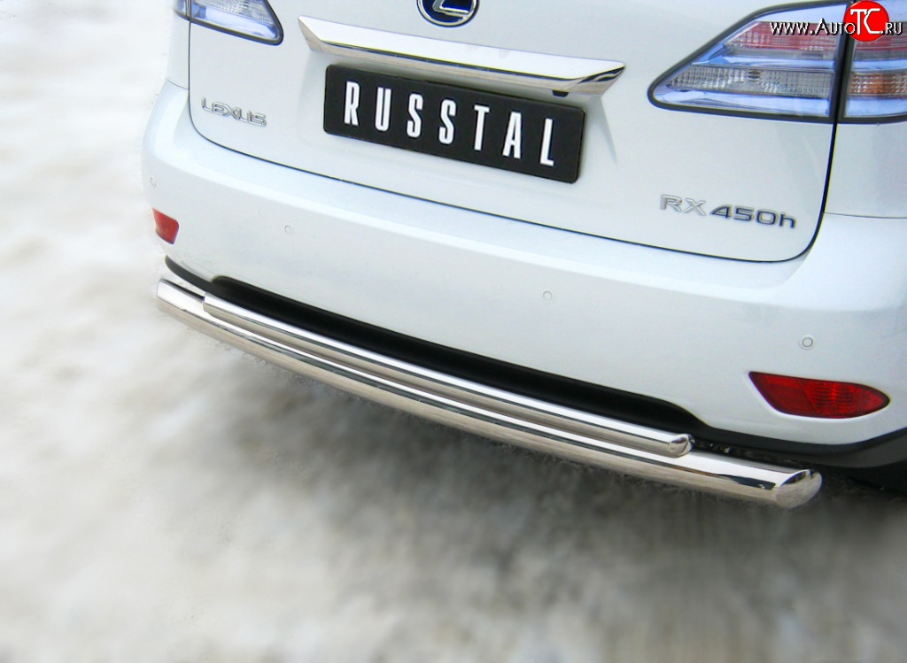 11 549 р. Защита заднего бампера (Ø76 и 42 мм, нержавейка) Russtal  Lexus RX ( 350,  450H,  270) (2008-2012)