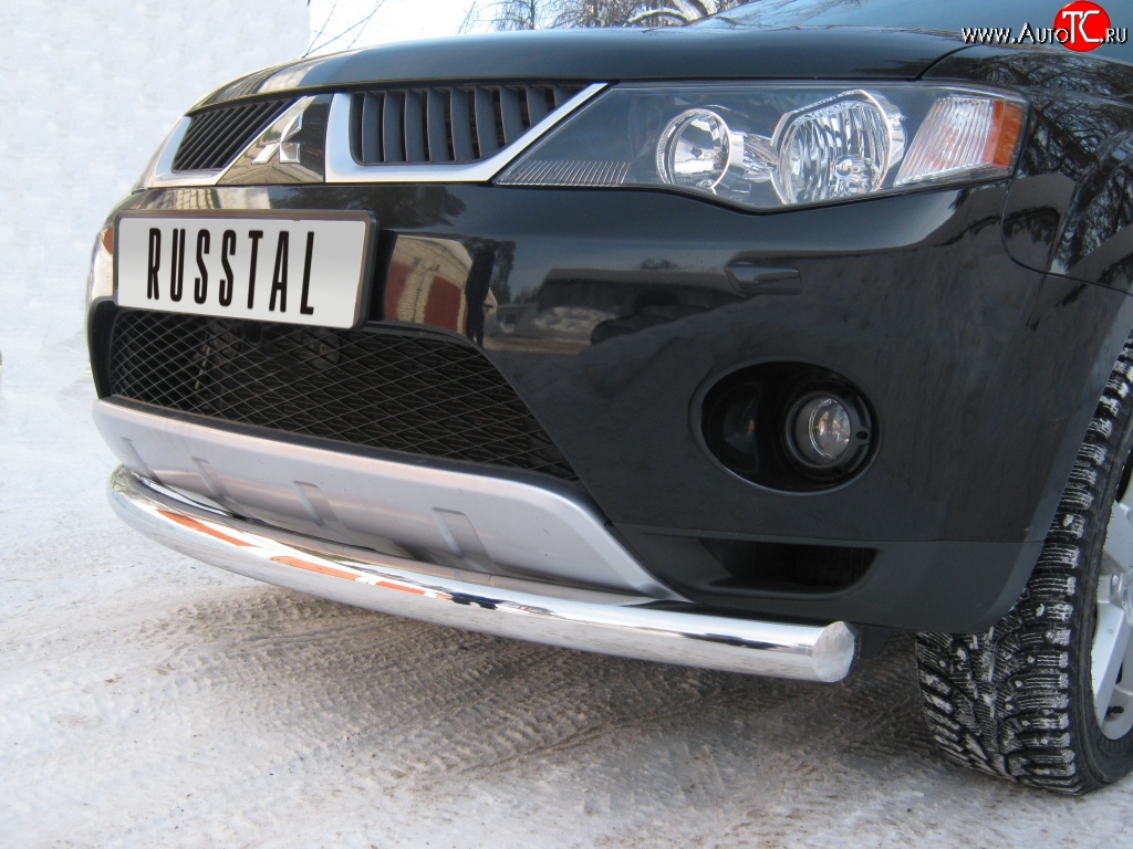 16 999 р. Одинарная защита переднего бампера Russtal диаметром 76 мм  Mitsubishi Outlander  XL (2005-2009)