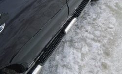 18 799 р. Защита порогов Russtal из трубы d76 мм с пластиковыми вставками для ног  Mitsubishi Pajero Sport  2 PB (2008-2013) (Защита порогов с со скосами на торцах (вариант 1)). Увеличить фотографию 2