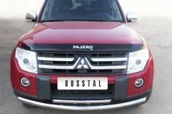 20 599 р. Защита переднего бампера (2 трубыØ76 и 42 мм, нержавейка) SLITKOFF  Mitsubishi Pajero ( 4 V90,  4 V80) (2006-2011) дорестайлинг, дорестайлинг. Увеличить фотографию 1