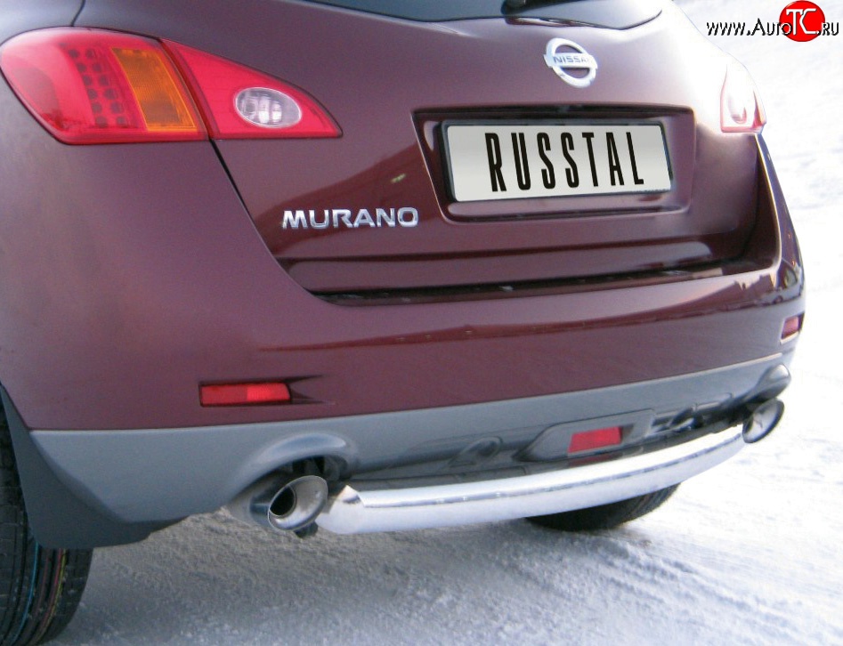 15 649 р. Защита заднего бампера (Ø76 мм, нержавейка) Russtal  Nissan Murano  2 Z51 (2008-2011)