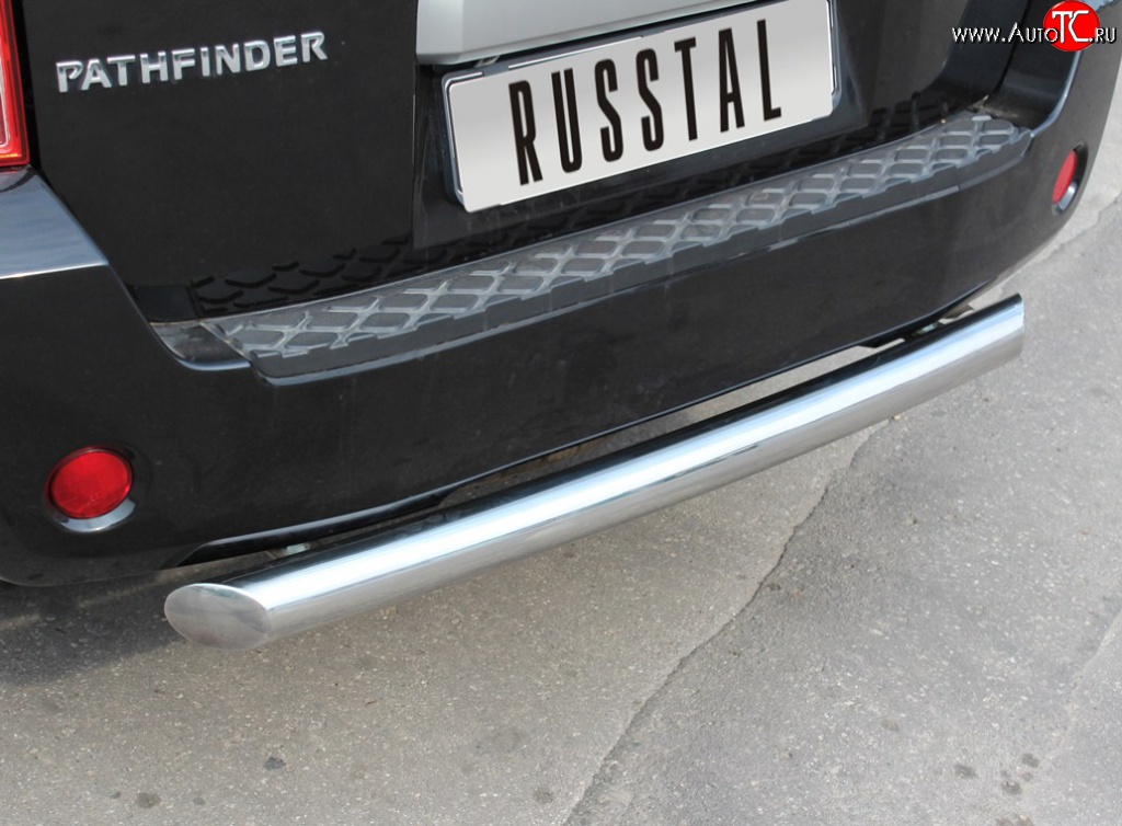 15 399 р. Защита заднего бампера (Ø76 мм, нержавейка) Russtal  Nissan Pathfinder  R51 (2004-2007)