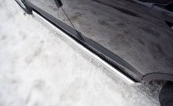 14 849 р. Защита порогов Russtal из трубы d63 мм с пластиковыми вставками для ног Nissan Qashqai 1 J10 рестайлинг (2010-2013) (Защита порогов с со скосами на торцах (вариант 1)). Увеличить фотографию 2
