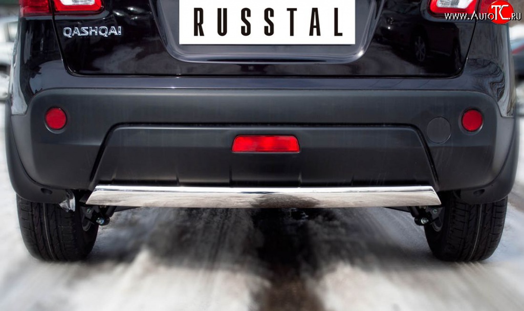 14 999 р. Защита заднего бампера (Ø75х42 мм, нержавейка) Russtal  Nissan Qashqai  1 (2010-2013)