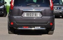 Защита заднего бампера (Ø63 мм, нержавейка) Russtal Nissan X-trail 2 T31 рестайлинг (2010-2015)