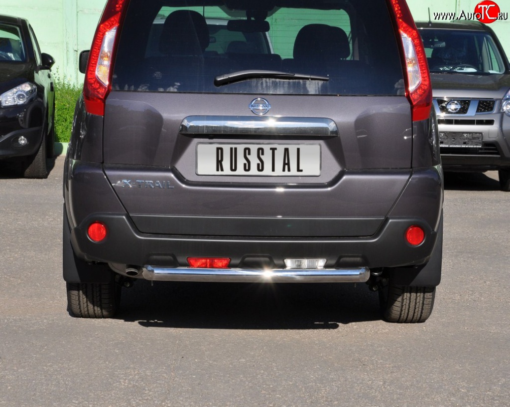 8 799 р. Защита заднего бампера (Ø63 мм, нержавейка) Russtal  Nissan X-trail  2 T31 (2010-2015)