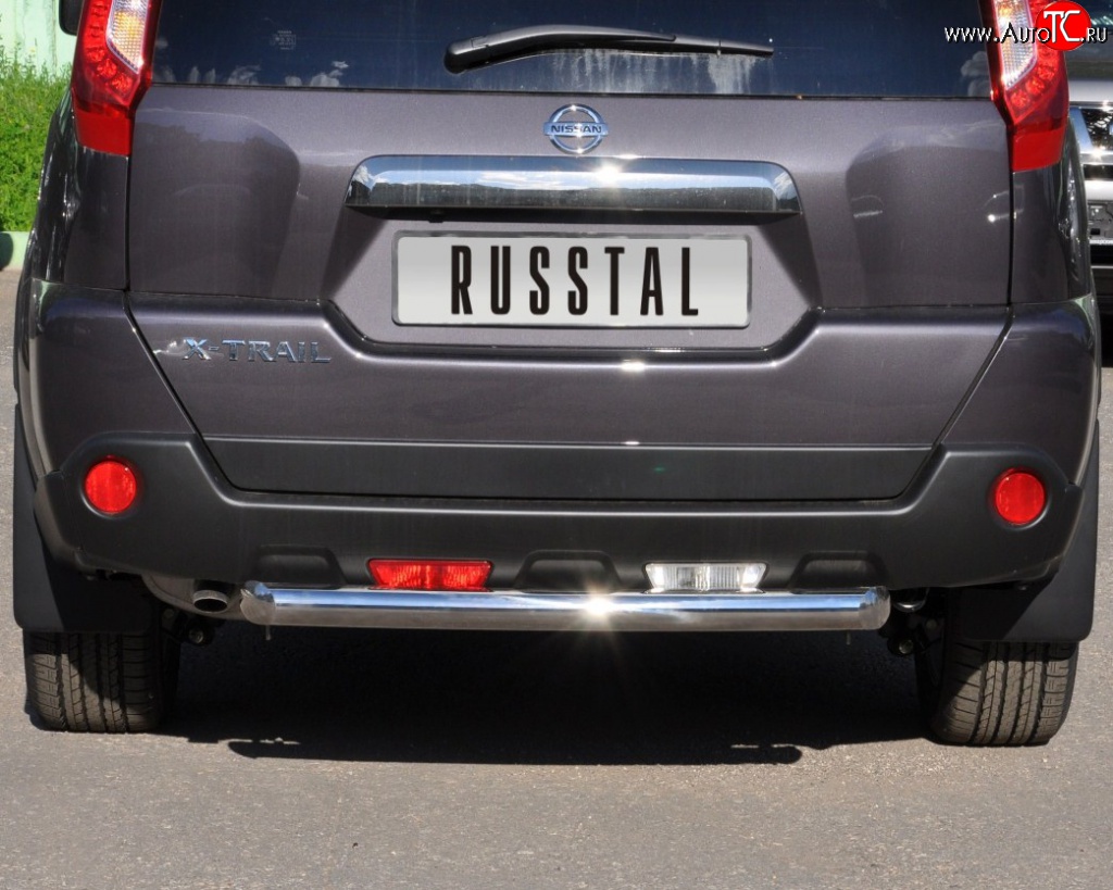 8 799 р. Защита заднего бампера (Ø76 мм, нержавейка) Russtal  Nissan X-trail  2 T31 (2010-2015)
