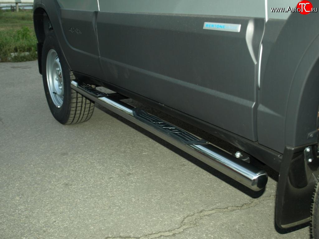 9 799 р. Защита порогов Metall-Design с пластиковыми вставками для ног (рестайлинг)  Chevrolet Niva  2123 (2009-2020), Лада 2123 (Нива Шевроле) (2009-2021) (Диаметр 63,5 мм)