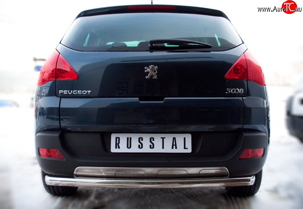 13 999 р. Защита заднего бампера (Ø63 мм, нержавейка) Russtal Peugeot 3008 дорестайлинг (2009-2013)