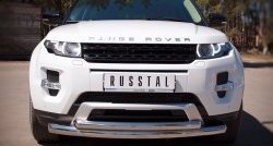 23 649 р. Защита переднего бампера (2 трубыØ76 и 42 мм, нержавейка) Russtal  Land Rover Range Rover Evoque  1 L538 (2011-2015). Увеличить фотографию 1
