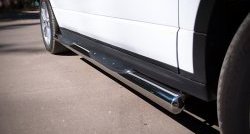 Защита порогов с пластиковыми вставками для ног Russtal из круглой трубы с закругленными торцами диаметром 76 мм (Dynamic) Land Rover Range Rover Evoque 1 L538 дорестайлинг 5 дв. (2011-2015)