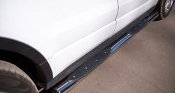 21 749 р. Защита порогов с пластиковыми вставками для ног Russtal из круглой трубы с закругленными торцами диаметром 76 мм (Dynamic)  Land Rover Range Rover Evoque  1 L538 (2011-2015). Увеличить фотографию 4