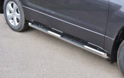Защита порогов Russtal с пластиковыми вставками для ног Suzuki Grand Vitara JT 5 дверей дорестайлинг (2005-2008)