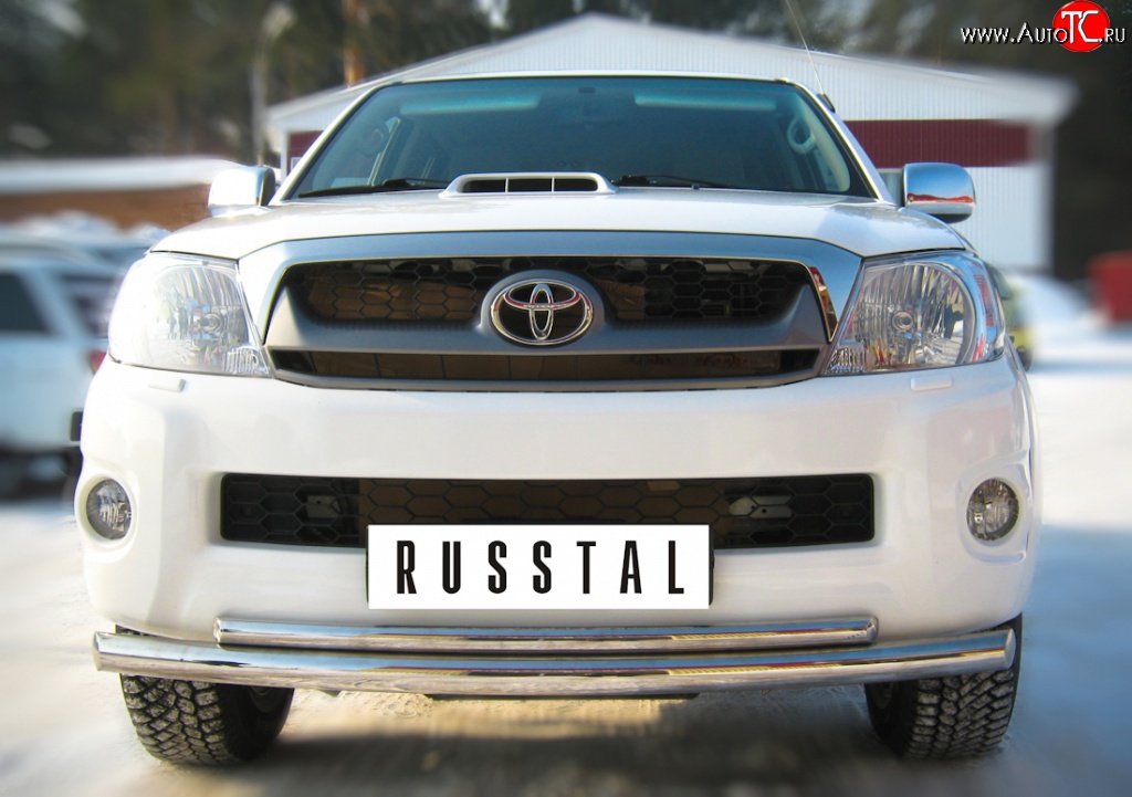 14 999 р. Защита переднего бампера (2 трубыØ63 и 42 мм, нержавейка) Russtal Toyota Hilux AN10,AN20 1-ый рестайлинг (2008-2011)