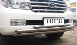 28 699 р. Тройная защита переднего бампера Russtal из труб диаметром 63, 63 и 42 мм  Toyota Land Cruiser  200 (2007-2012). Увеличить фотографию 2