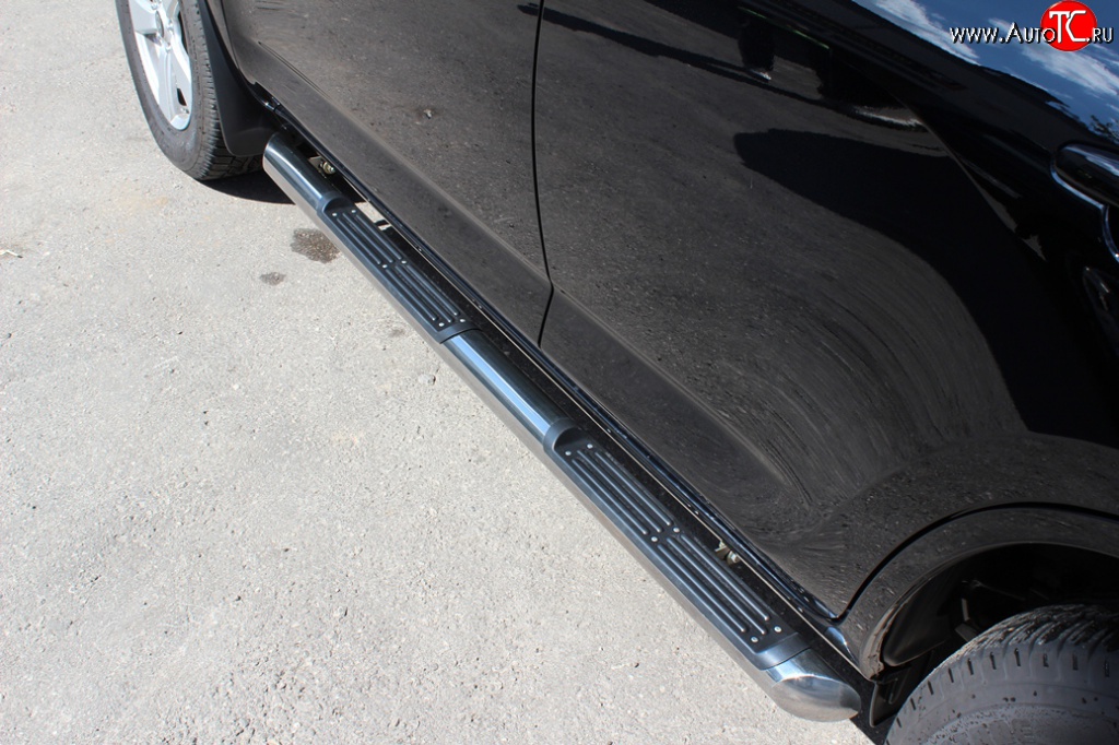 19 799 р. Защита порогов Russtal с пластиковыми вставками для ног  Toyota RAV4  XA30 (2010-2013) (Защита порогов с со скосами на торцах (вариант 1))