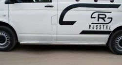 9 899 р. Правая защита порога Russtal из круглой трубы диаметром 63 мм с заглушкой  Volkswagen Transporter  T5 (2003-2009). Увеличить фотографию 3