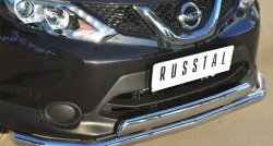 18 799 р. Защита переднего бампера (2 трубыØ75х42 и 63 мм, нержавейка) Russtal Nissan Qashqai 2 J11 дорестайлинг (2013-2019). Увеличить фотографию 2