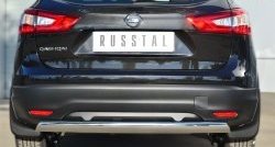 Защита заднего бампера (Ø75x42 мм, нержавейка) Russtal Nissan Qashqai 2 J11 дорестайлинг (2013-2019)