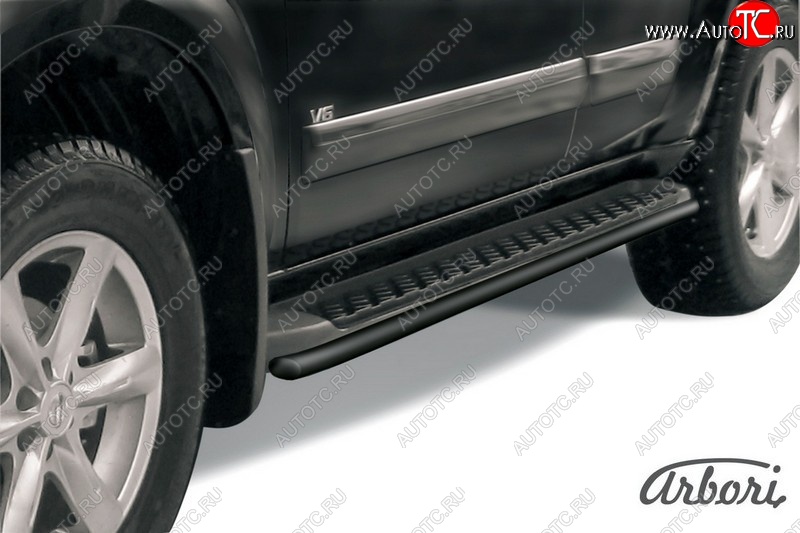 5 399 р. Защита штатных порогов Arbori (черная, d42 mm). Nissan Pathfinder R51 рестайлинг (2009-2014)