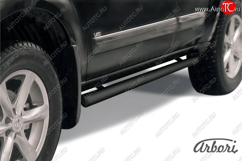 6 569 р. Защита штатных порогов Arbori (черная, d76 mm). Nissan Pathfinder R51 рестайлинг (2009-2014)