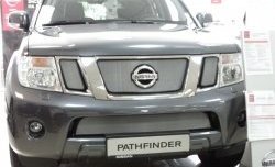 1 299 р. Нижняя сетка на бампер Russtal (хром)  Nissan Pathfinder  R51 (2009-2014). Увеличить фотографию 1