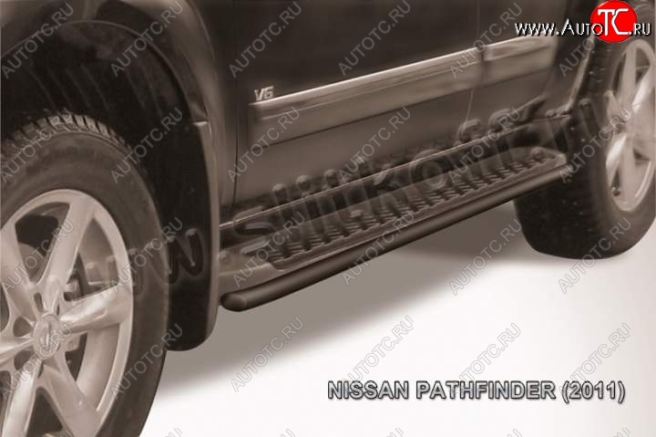 8 499 р. Защита штатного порога d42 Slitkoff Nissan Pathfinder R51 рестайлинг (2009-2014) (Цвет: серебристый)