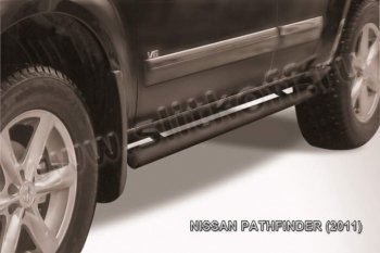11 749 р. Защита порогов Slitkoff Nissan Pathfinder R51 рестайлинг (2009-2014) (Цвет: серебристый). Увеличить фотографию 2