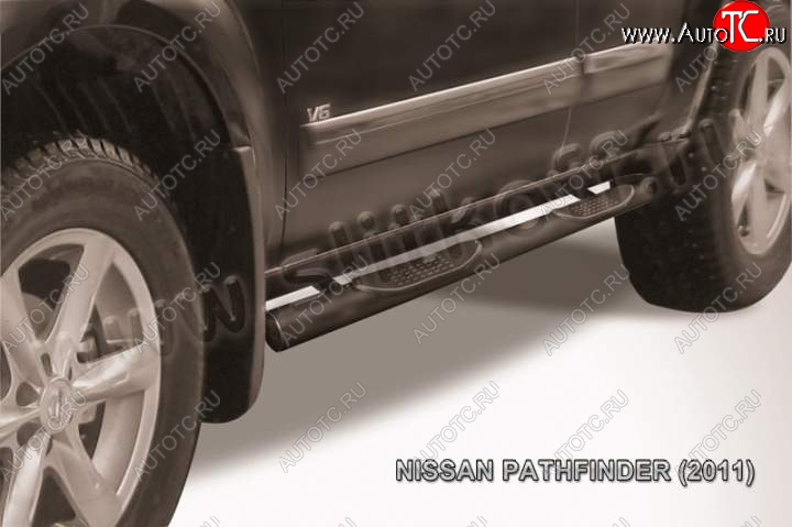 11 449 р. Защита порогов Slitkoff Nissan Pathfinder R51 рестайлинг (2009-2014) (Цвет: серебристый)