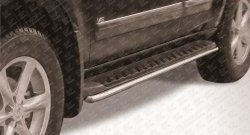 11 999 р. Защита штатных порогов из круглой трубы диаметром 42 мм Slitkoff  Nissan Pathfinder  R51 (2009-2014) (Нержавейка, Полированная). Увеличить фотографию 1
