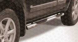 19 649 р. Защита порогов из трубы d76 мм с пластиковыми вставками для ног Slitkoff  Nissan Pathfinder  R51 (2009-2014) (Нержавейка, Полированная). Увеличить фотографию 1