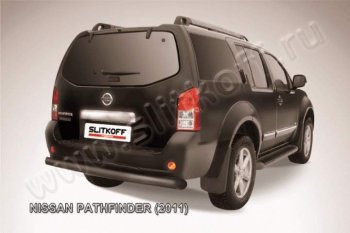 10 499 р. Защита задняя Slitkoff  Nissan Pathfinder  R51 (2009-2014) (Цвет: серебристый). Увеличить фотографию 1