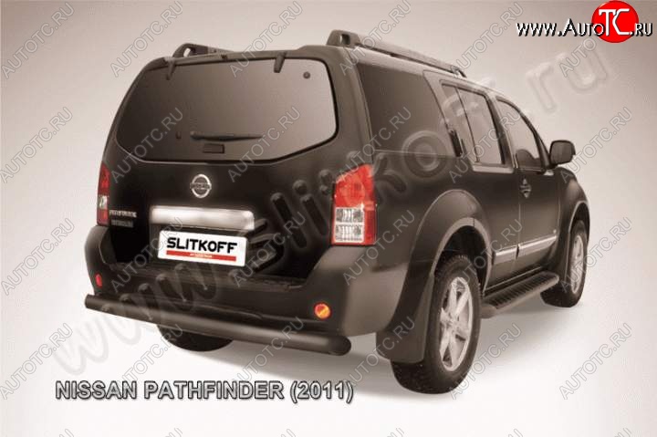 10 499 р. Защита задняя Slitkoff  Nissan Pathfinder  R51 (2009-2014) (Цвет: серебристый)
