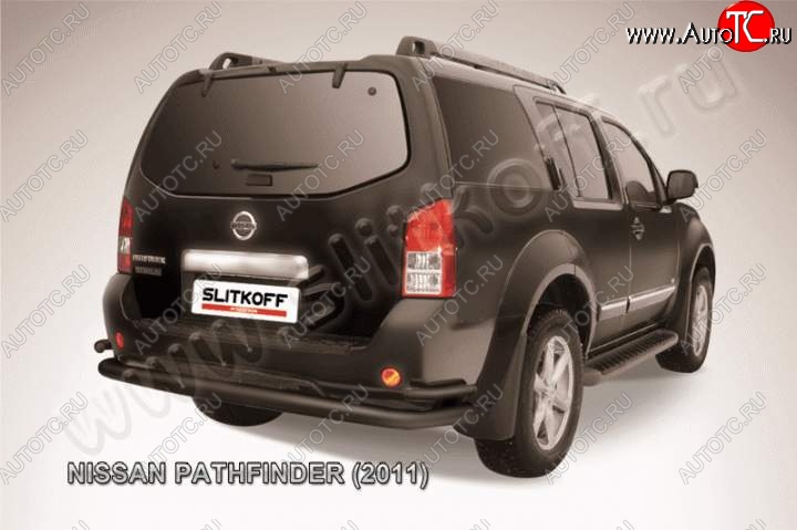 12 549 р. Защита задняя Slitkoff  Nissan Pathfinder  R51 (2009-2014) (Цвет: серебристый)