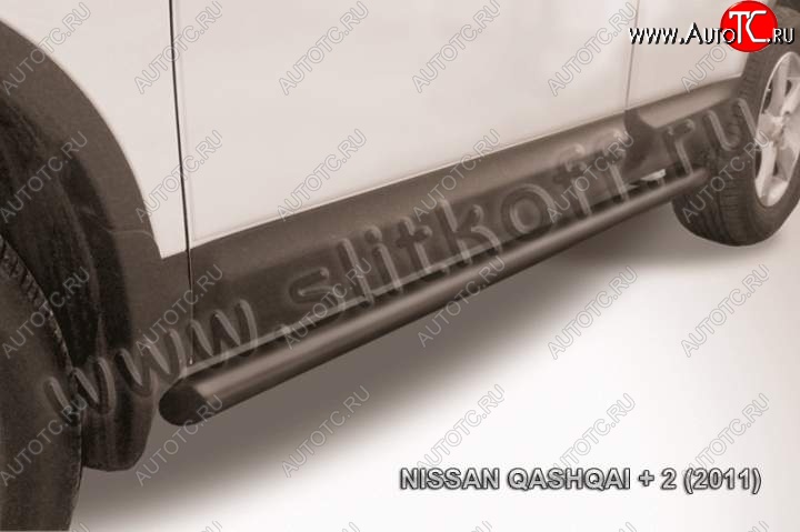 8 549 р. Защита порогов Slitkoff  Nissan Qashqai +2  1 (2010-2014) (Цвет: серебристый)