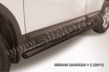 8 999 р. Защита порогов Slitkoff  Nissan Qashqai +2  1 (2010-2014) (Цвет: серебристый). Увеличить фотографию 1