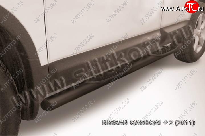10 699 р. Защита порогов Slitkoff  Nissan Qashqai +2  1 (2010-2014) (Цвет: серебристый)