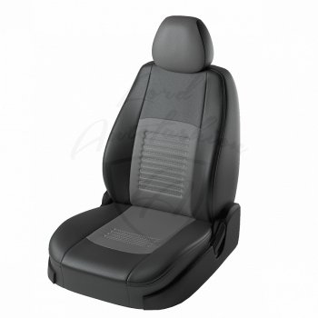 Чехлы для сидений (N16/B10) Lord Autofashion Турин (экокожа, раздельная спинка) Nissan (Нисан) Almera (Альмера)  седан (2000-2003) седан N16 дорестайлинг  (Чёрный, вставка серая)