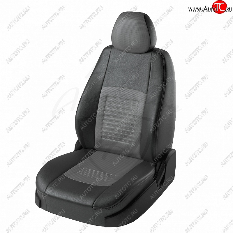 8 749 р. Чехлы для сидений (N16/B10) Lord Autofashion Турин (экокожа, раздельная спинка)  Nissan Almera  седан (2000-2003) (Чёрный, вставка серая)
